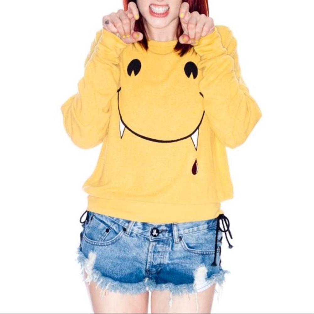 Wildfox Mustard Vampire Baggy Beach Jumper